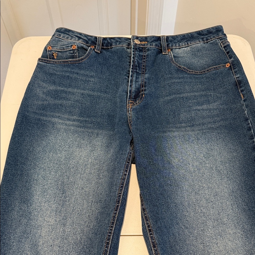Frye Y2K High Waist Dk Blue Wash Relaxed Straight Leg 1990s Retro Cinch Waist 10 - Picture 5 of 14